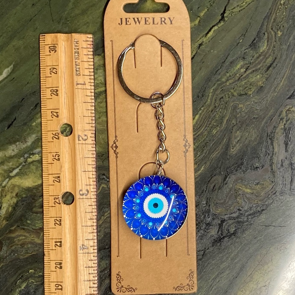 Evil Eye Blue Bag Charm Keychain Pendant Hand Crafted New - Picture 3 of 8